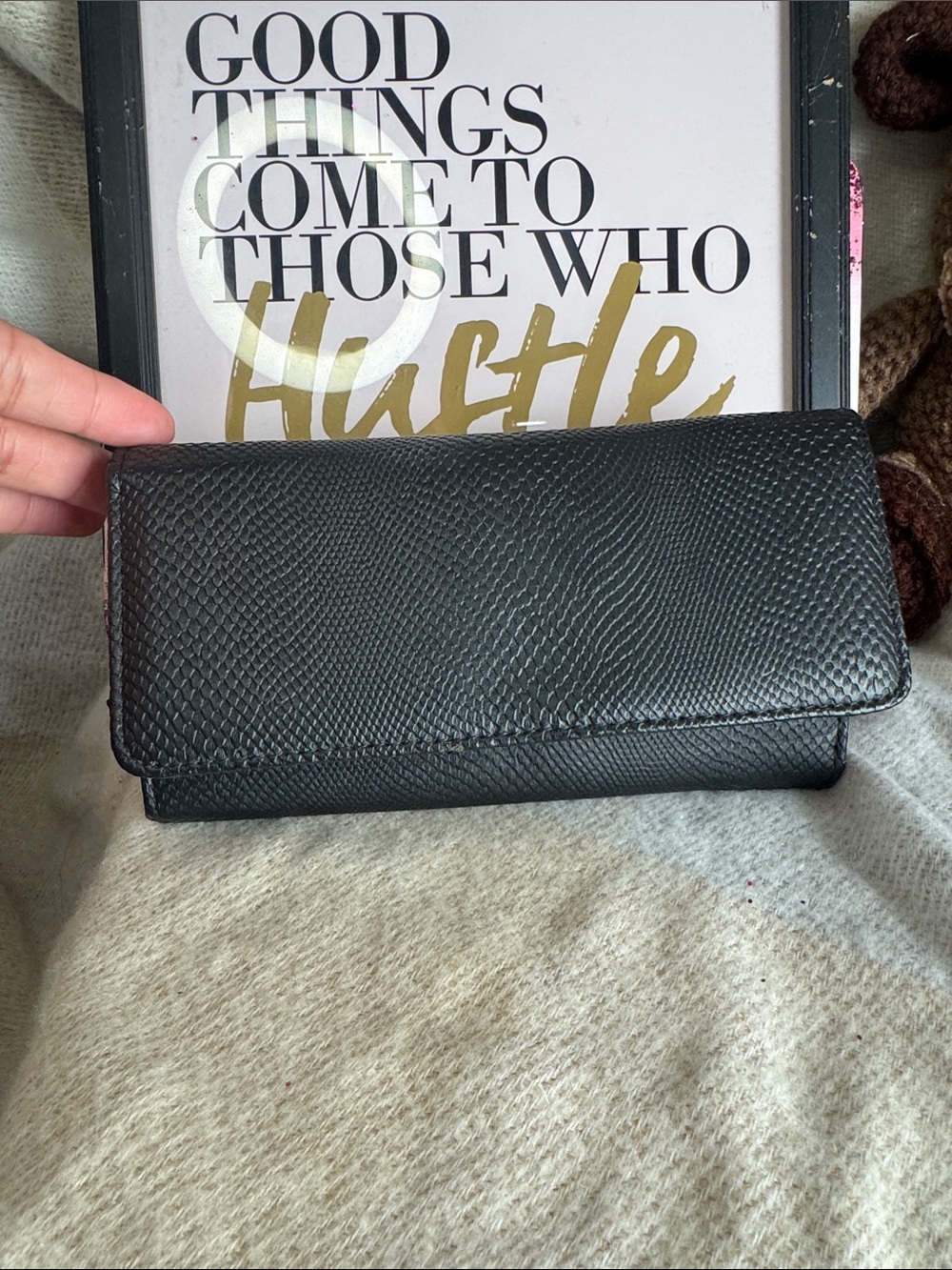 Dress Barn Black Textured Clutch Wallet - Picture 1 of 5